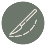 An icon of a surgical knife and lines.